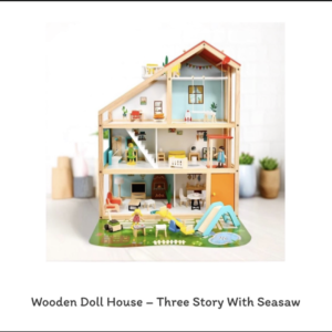 Wooden Doll House with seasaw