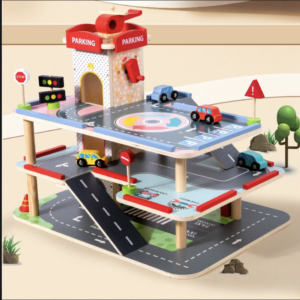 wooden parking garage set