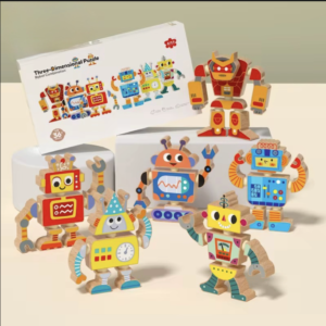 3-D Wooden Robot Blocks