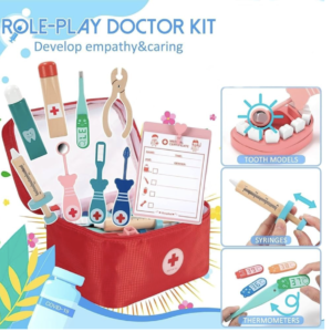 Wooden Pretend Play Set with Coat (Doctor & Dentist Set)